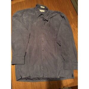 Preswick & Moore Sport Navy Blue Faux Suede Long Sleeve Shirt, Medium